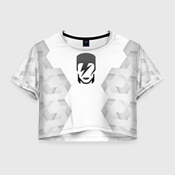 Футболка 3D укороченная женская David Bowie white poly, цвет: 3D-принт