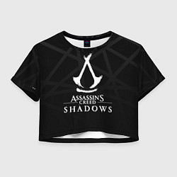 Футболка 3D укороченная женская Assassins creed shadows - монохромный, цвет: 3D-принт