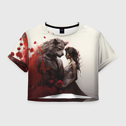 Футболка 3D укороченная женская Оборотень и девушка, цвет: 3D-принт