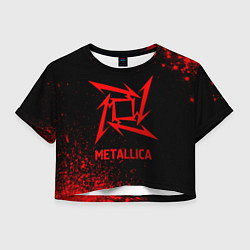 Футболка 3D укороченная женская Metallica - red gradient, цвет: 3D-принт