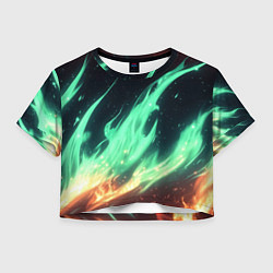 Женский топ Зеленое абстрактное пламя