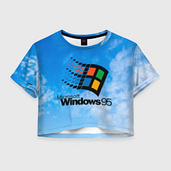 Футболка 3D укороченная женская Windows 95 logo, цвет: 3D-принт
