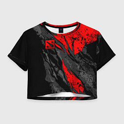 Футболка 3D укороченная женская Дота 2 - красная абстракция, цвет: 3D-принт