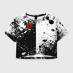 Футболка 3D укороченная женская Дота 2 - белые брызги, цвет: 3D-принт