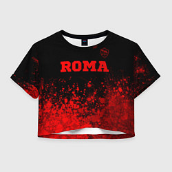 Футболка 3D укороченная женская Roma - red gradient посередине, цвет: 3D-принт