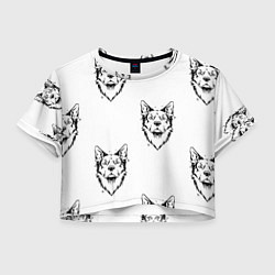Футболка 3D укороченная женская Голова собаки, цвет: 3D-принт