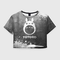 Футболка 3D укороченная женская Totoro - grey gradient, цвет: 3D-принт