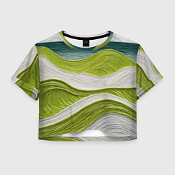 Футболка 3D укороченная женская Лаймовые волны, цвет: 3D-принт