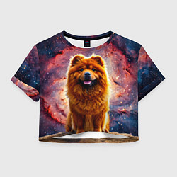 Футболка 3D укороченная женская Чау-чау в космосе, цвет: 3D-принт