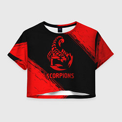 Футболка 3D укороченная женская Scorpions - red gradient, цвет: 3D-принт