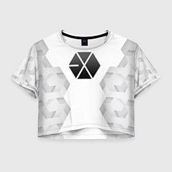 Футболка 3D укороченная женская Exo white poly, цвет: 3D-принт
