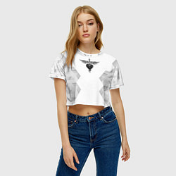 Футболка 3D укороченная женская Bon Jovi white poly, цвет: 3D-принт — фото 2