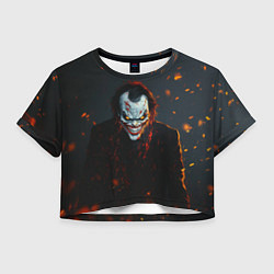 Футболка 3D укороченная женская Джокер оранжевые искры, цвет: 3D-принт