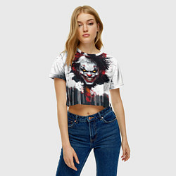 Футболка 3D укороченная женская Голова Джокера бело-черный стиль, цвет: 3D-принт — фото 2