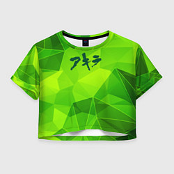 Футболка 3D укороченная женская Akira green poly, цвет: 3D-принт