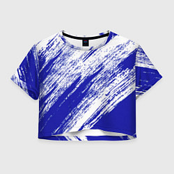 Футболка 3D укороченная женская The color is white and blue, цвет: 3D-принт