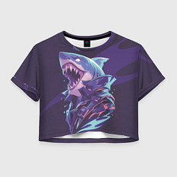 Футболка 3D укороченная женская Акула-монстр, цвет: 3D-принт