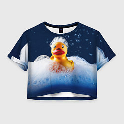 Футболка 3D укороченная женская Резиновая уточка в мыльной пене, цвет: 3D-принт