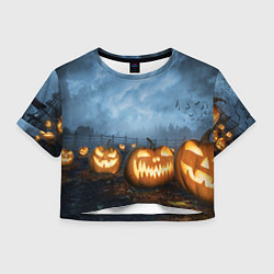 Футболка 3D укороченная женская Костюмы для halloween, цвет: 3D-принт