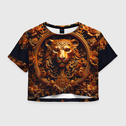 Футболка 3D укороченная женская Лев узор, цвет: 3D-принт