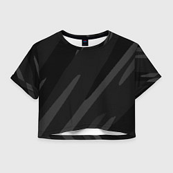 Футболка 3D укороченная женская Чёрно-серый абстрактный полосы, цвет: 3D-принт