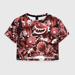 Футболка 3D укороченная женская Растения против зомби в красном цвете, цвет: 3D-принт