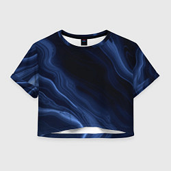 Футболка 3D укороченная женская Тёмный синий абстракция дымчатый, цвет: 3D-принт