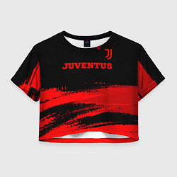 Футболка 3D укороченная женская Juventus - red gradient посередине, цвет: 3D-принт