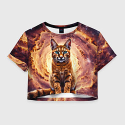 Футболка 3D укороченная женская Каракет в космосе, цвет: 3D-принт