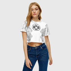 Футболка 3D укороченная женская Borussia white poly, цвет: 3D-принт — фото 2