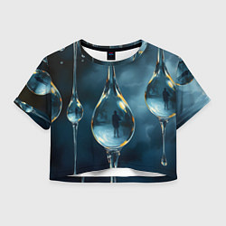 Футболка 3D укороченная женская Люди в каплях, цвет: 3D-принт