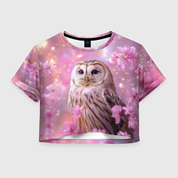 Женский топ Большая сова в розовых цветах