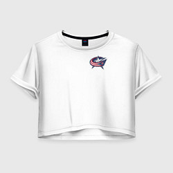 Футболка 3D укороченная женская Columbus blue jackets - Sergey Bobrovsky, цвет: 3D-принт