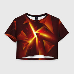 Футболка 3D укороченная женская Трехмерный взрыв неоновых плит абстракция, цвет: 3D-принт