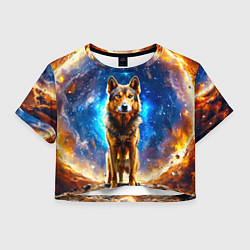 Футболка 3D укороченная женская Волкодав в космосе, цвет: 3D-принт