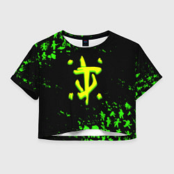 Футболка 3D укороченная женская Doom x fallout кислотное лого, цвет: 3D-принт