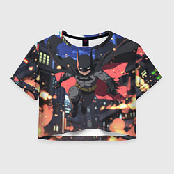 Футболка 3D укороченная женская Злой Бэтмен в полете, цвет: 3D-принт