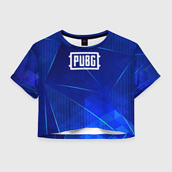 Футболка 3D укороченная женская PUBG blue poly, цвет: 3D-принт