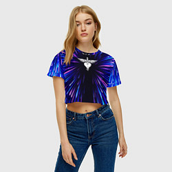 Футболка 3D укороченная женская Bon Jovi neon energy, цвет: 3D-принт — фото 2