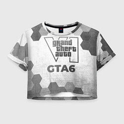 Футболка 3D укороченная женская GTA6 - white gradient, цвет: 3D-принт