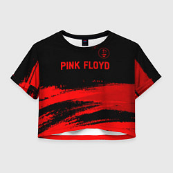 Футболка 3D укороченная женская Pink Floyd - red gradient посередине, цвет: 3D-принт