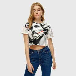 Футболка 3D укороченная женская Античный портрет зарисовки, цвет: 3D-принт — фото 2