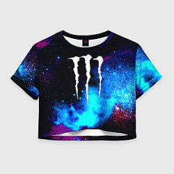 Футболка 3D укороченная женская Monster energy космос, цвет: 3D-принт