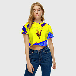 Футболка 3D укороченная женская Cyberpunk краски неоновые, цвет: 3D-принт — фото 2