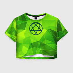 Футболка 3D укороченная женская HIM green poly, цвет: 3D-принт