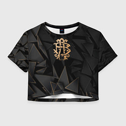 Футболка 3D укороченная женская Nickelback golden poly, цвет: 3D-принт