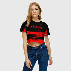Футболка 3D укороченная женская In Flames - red gradient посередине, цвет: 3D-принт — фото 2