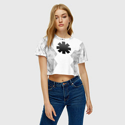 Футболка 3D укороченная женская Red Hot Chili Peppers white poly, цвет: 3D-принт — фото 2