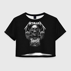 Футболка 3D укороченная женская Thrash metal - Metallica group, цвет: 3D-принт