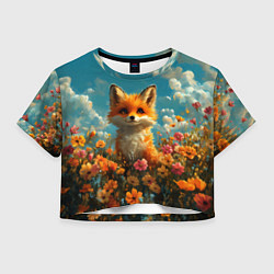 Женский топ Лисица в цветочном поле